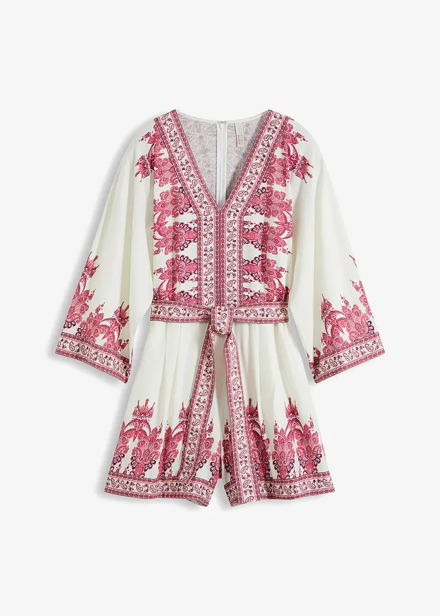 Overal s podílem lnu • béžová-pink • bonprix obchod