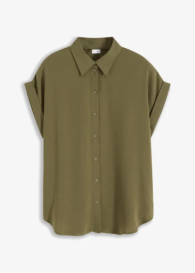 Blouse met korte mouw van gerecycled polyester