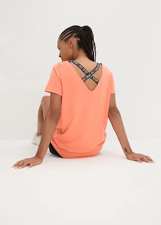 Lang sportshirt met rugdecolleté, Kleur: zalm