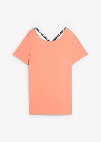 Lang sportshirt met rugdecolleté, Kleur: zalm