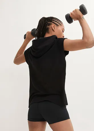 T-shirt sportowy z kapturem • czarny • sklep bonprix