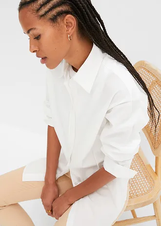 Oversized overhemdblouse met knoopsluiting • wit • bonprix online shop