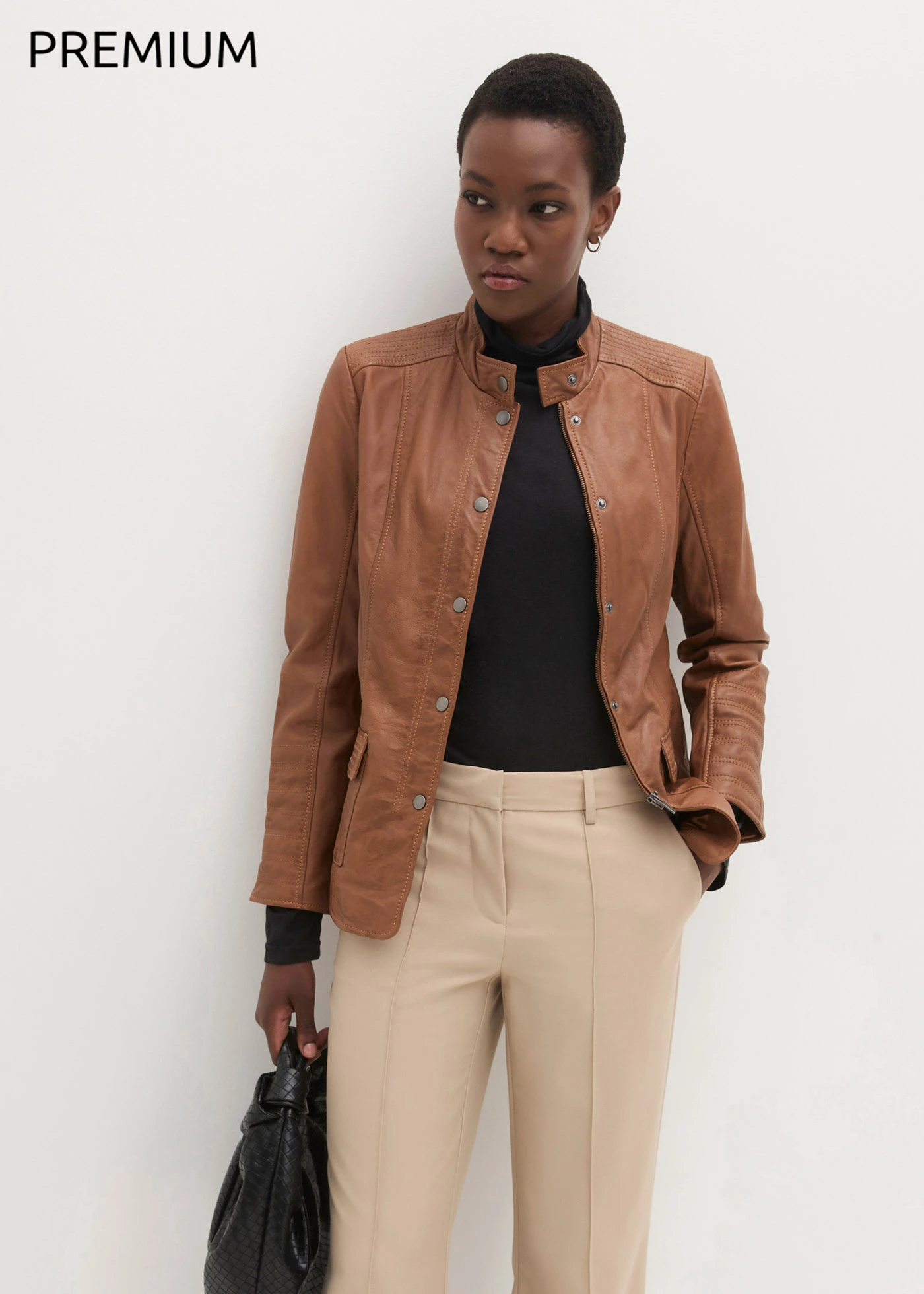 Veste en cuir nappa d’agneau • cognac • Boutique bonprix