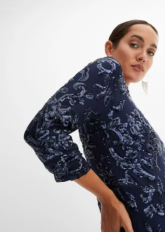 Paillettenjurk met lage rug • donkerblauw • bonprix online shop