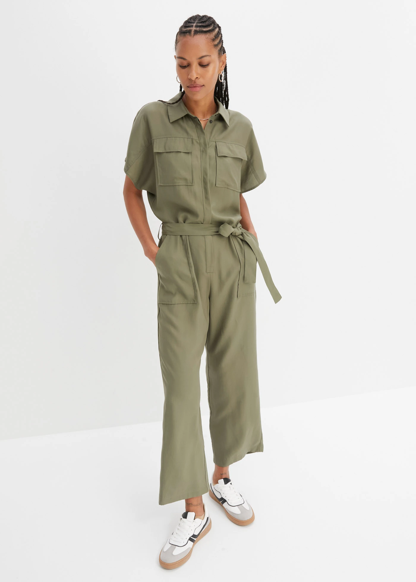 Jumpsuit van soepel lyocell • olijfgroen • bonprix online shop