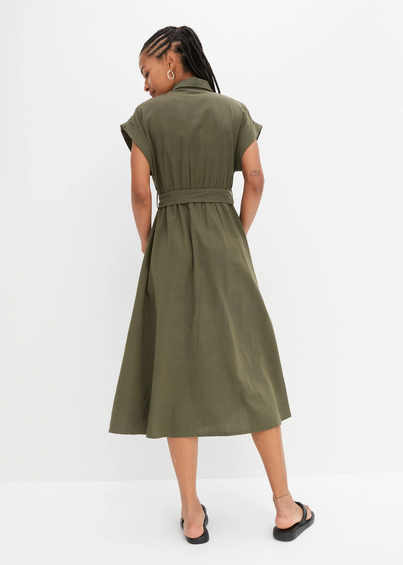Midi jurk van puur katoen • olijfgroen • product-page.page-title-suffix