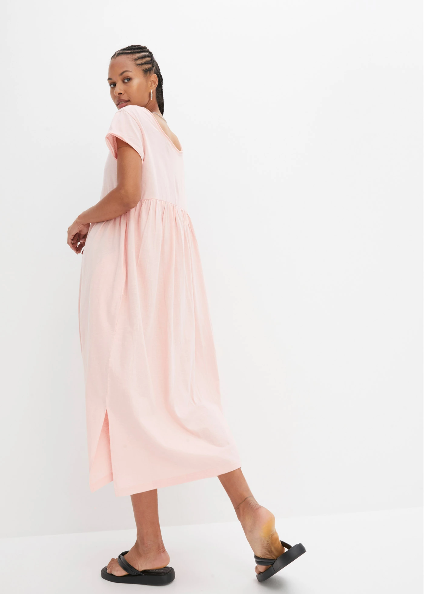 Midi jurk van puur biologisch katoen • zoet roze • bonprix online shop