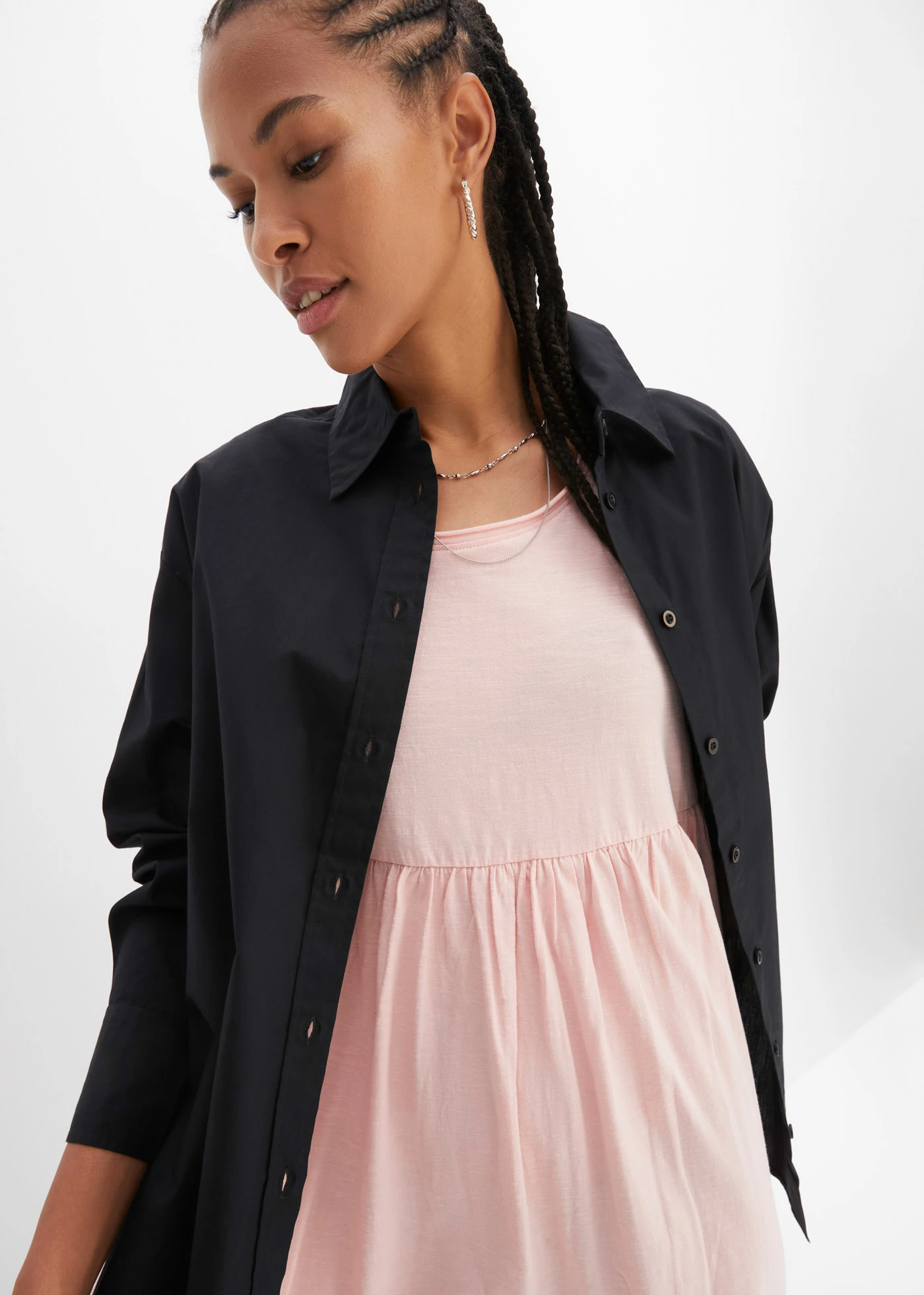 Midi šaty z čistej bio bavlny • cukríkovo ružová • obchod bonprix