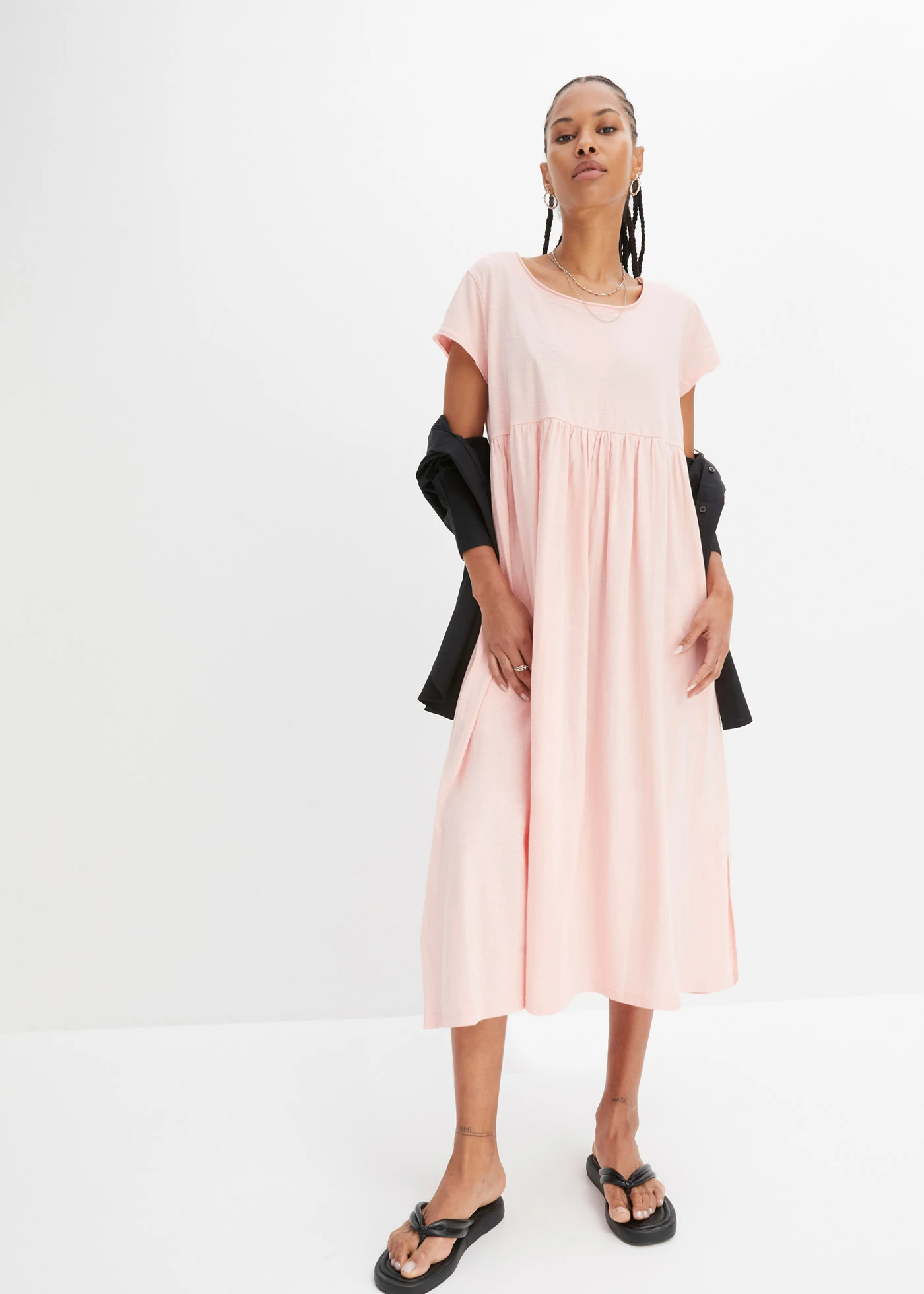 Midi jurk van puur biologisch katoen • zoet roze • bonprix online shop