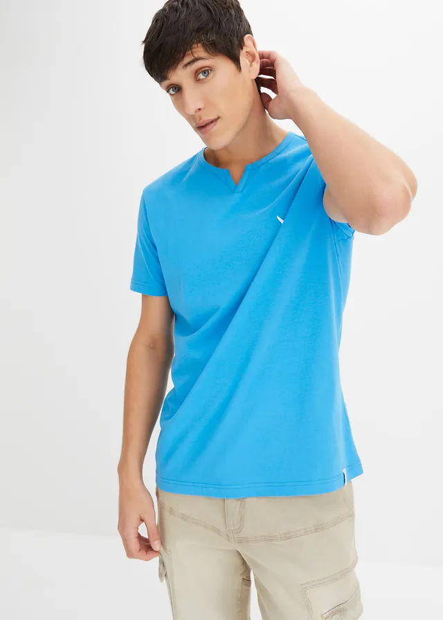 T-shirt (set van 2), Kleur: mediterraan blauw+grijs gemêleerd