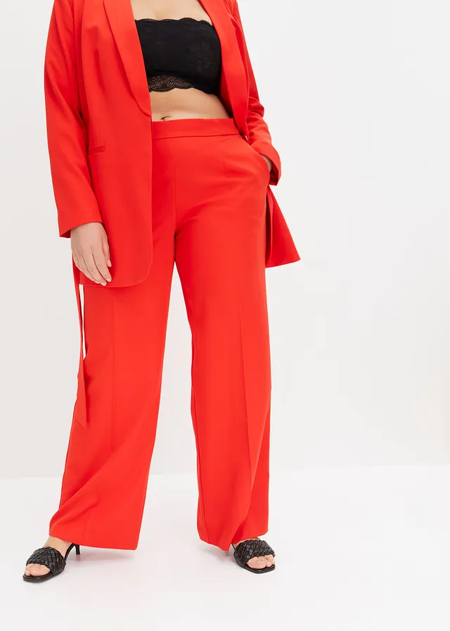 Pantalon large à pinces, Couleur: fraise