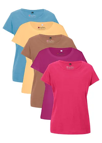 Shirt met ronde hals (set van 5), Kleur: 