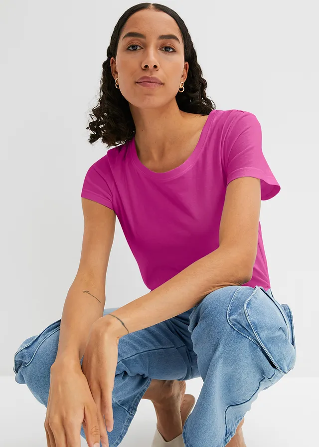 Shirt met ronde hals (set van 5) • donkerpink+violetorchidee+lichtblauw+lichtgeel+ijskoffie • product-page.page-title-suffix