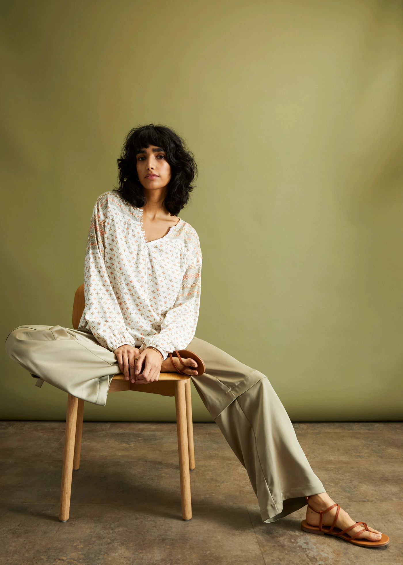 Blouse van soepele viscose • wolwit gedessineerd • bonprix online shop