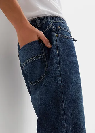 Džínsové bermudy bez zapínania, ľahké, Slim Fit • tmavomodrá denim • obchod bonprix