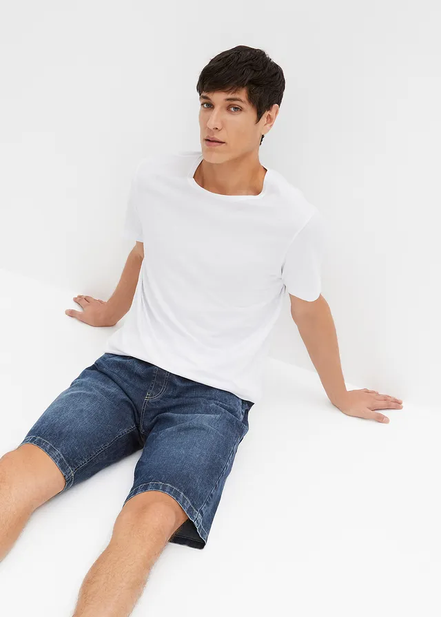 Licht stretch jeans instap bermuda , slim fit • donkerblauw denim • product-page.page-title-suffix