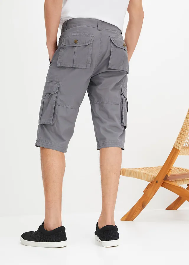 Lange bermuda, regular fit, Kleur: rookgrijs
