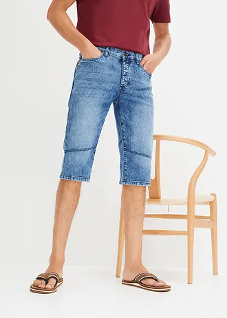 Bermuda long et léger en jean extensible, Regular, Couleur: bleu denim