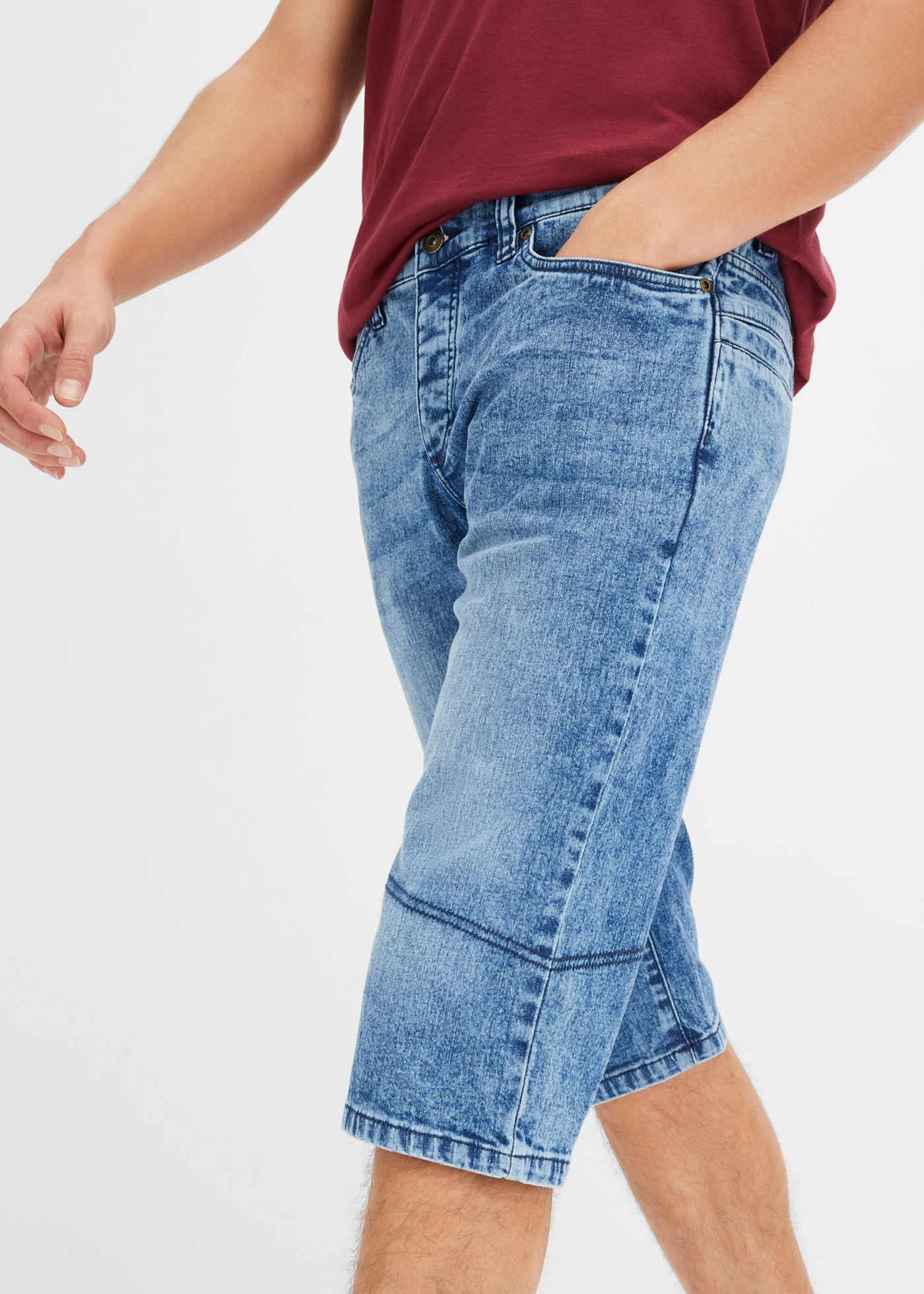 Bermuda long et léger en jean extensible, Regular • bleu denim • Boutique bonprix