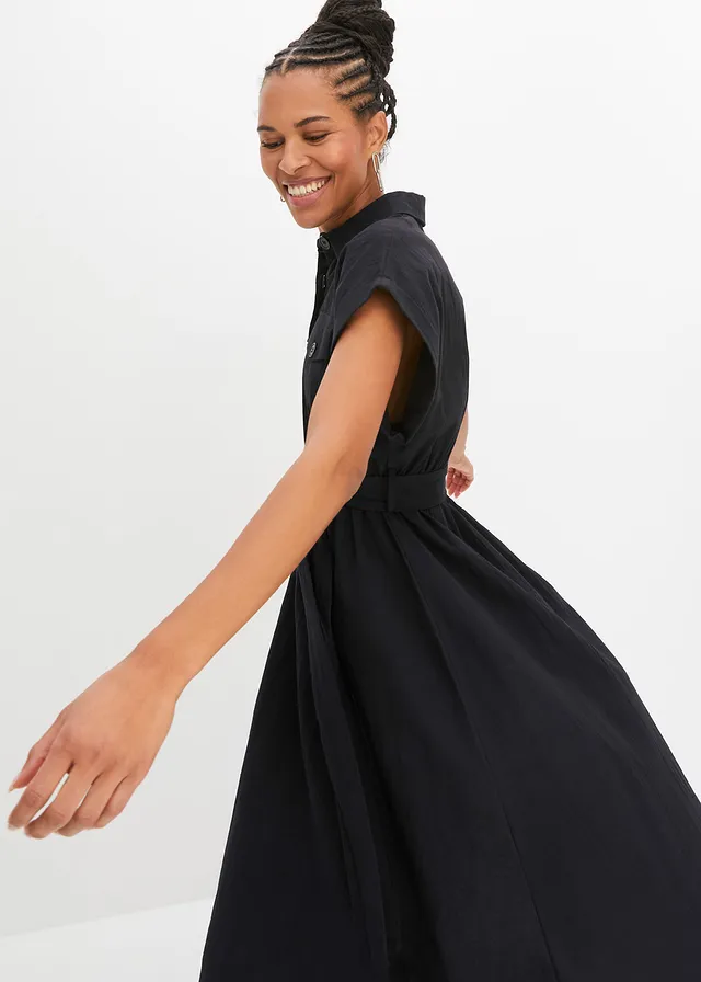 Midi jurk van puur katoen • zwart • product-page.page-title-suffix