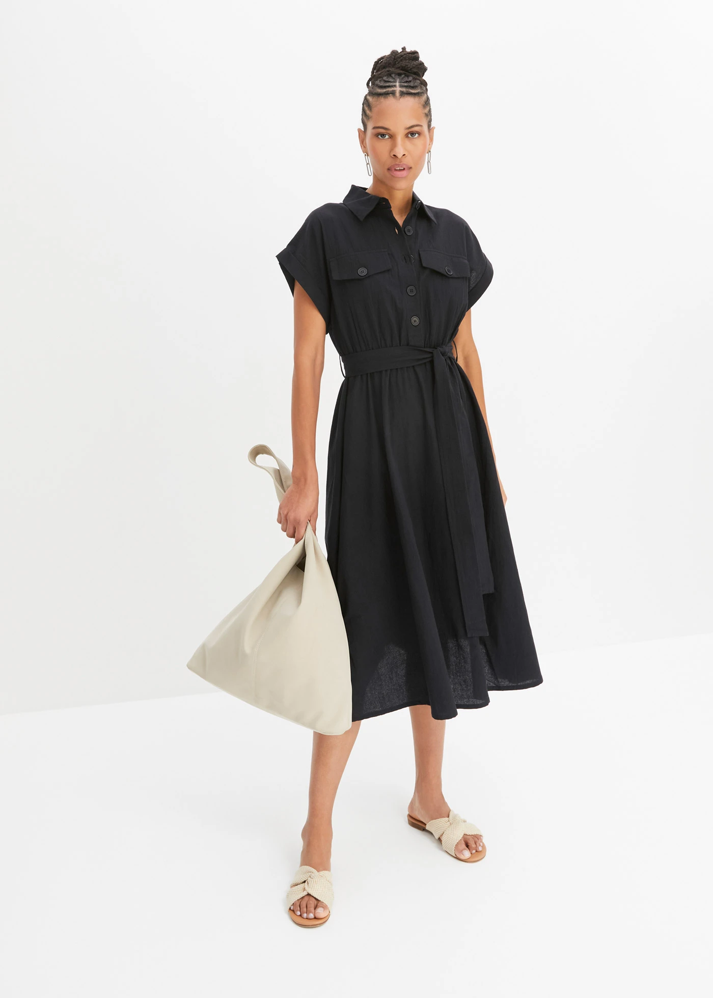 Midi jurk van puur katoen • zwart • product-page.page-title-suffix