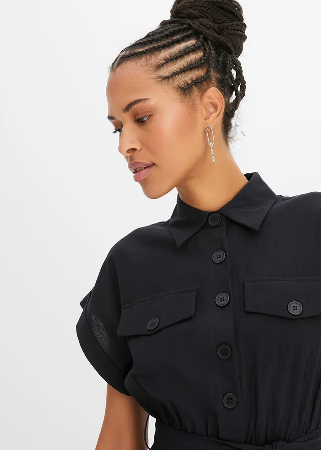 Midi jurk van puur katoen • zwart • product-page.page-title-suffix