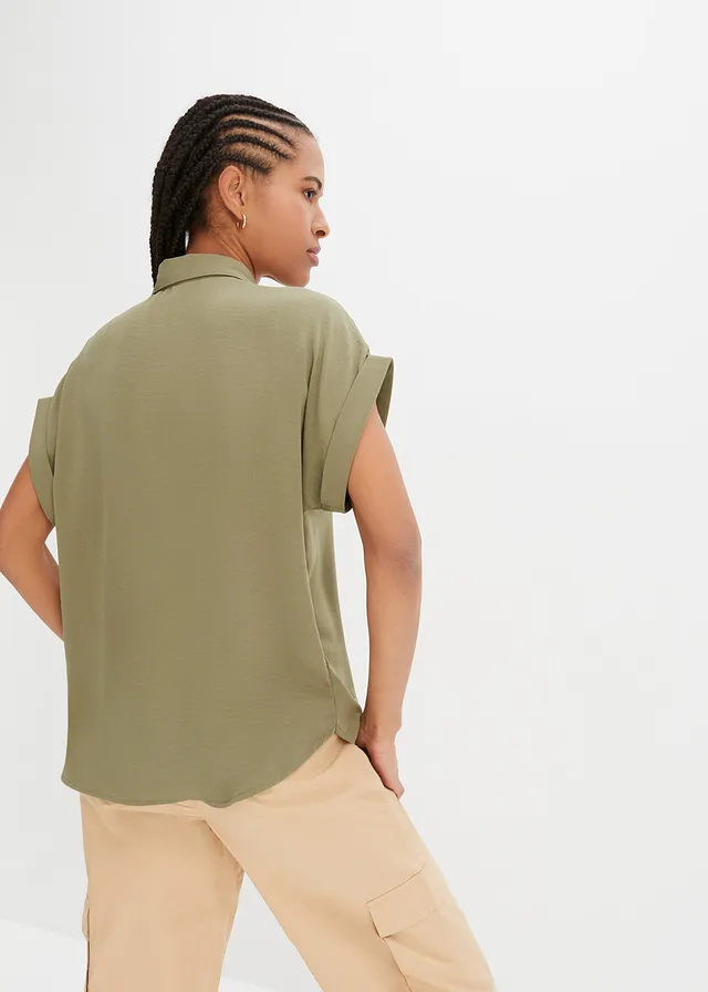 Blouse, Kleur: olijfgroen