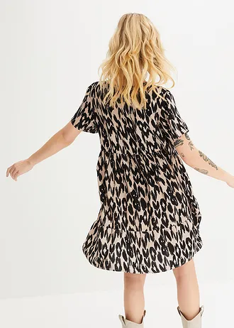 Tuniekjurk van soepele viscose • zwart/wolwit • bonprix online shop