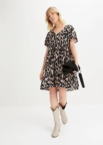 Tuniekjurk van soepele viscose • zwart/wolwit • bonprix online shop