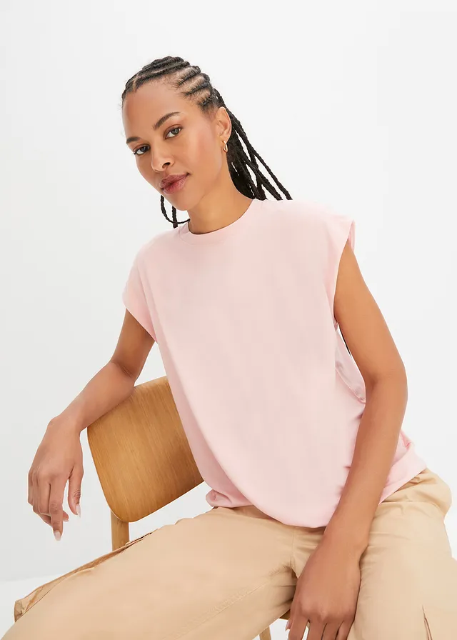 T-shirt van zachte viscose, Kleur: zoet roze