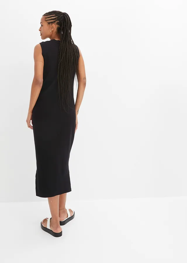 Jersey jurk van katoen met stretch, Kleur: zwart
