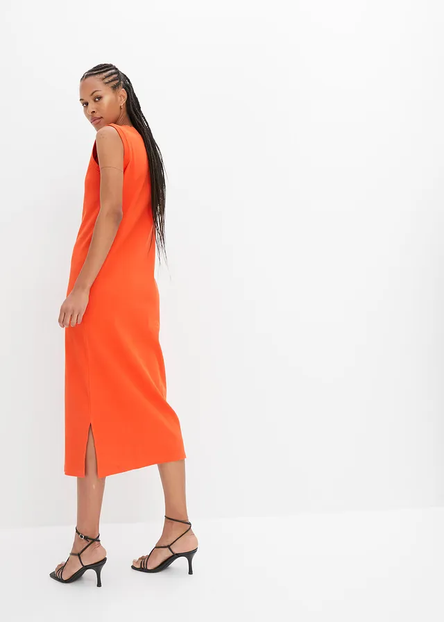Jersey jurk van katoen met stretch, Kleur: bloedsinaasappel
