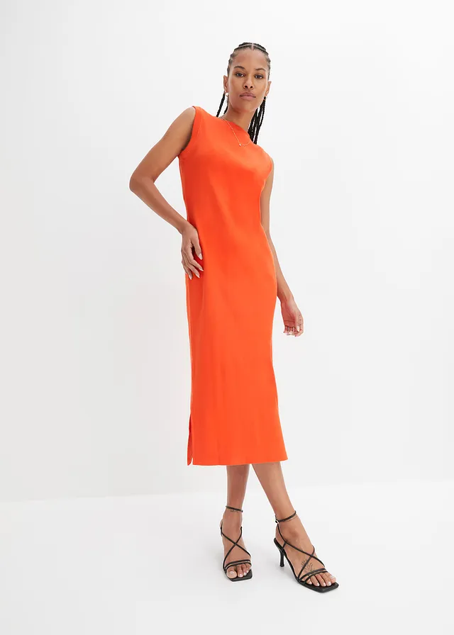 Jersey jurk van katoen met stretch, Kleur: bloedsinaasappel