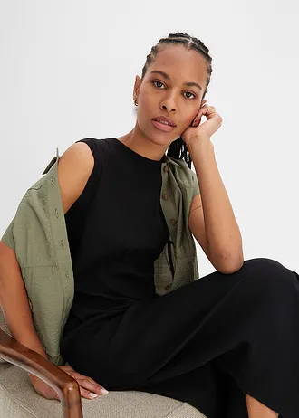 Žerzejové šaty z bavlny se strečem • černá • bonprix obchod