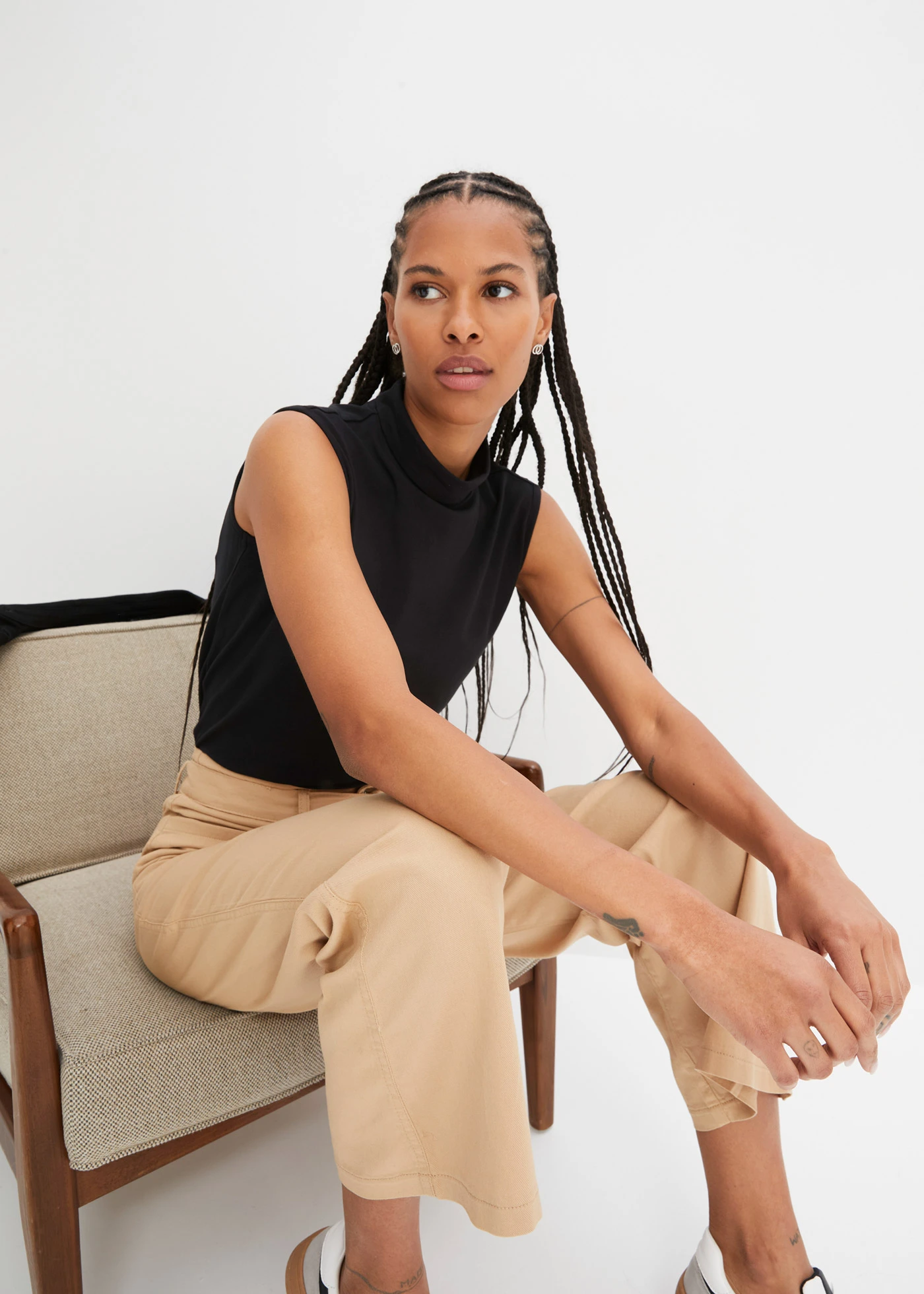 Top met turtleneck van biologisch katoen • zwart • bonprix online shop