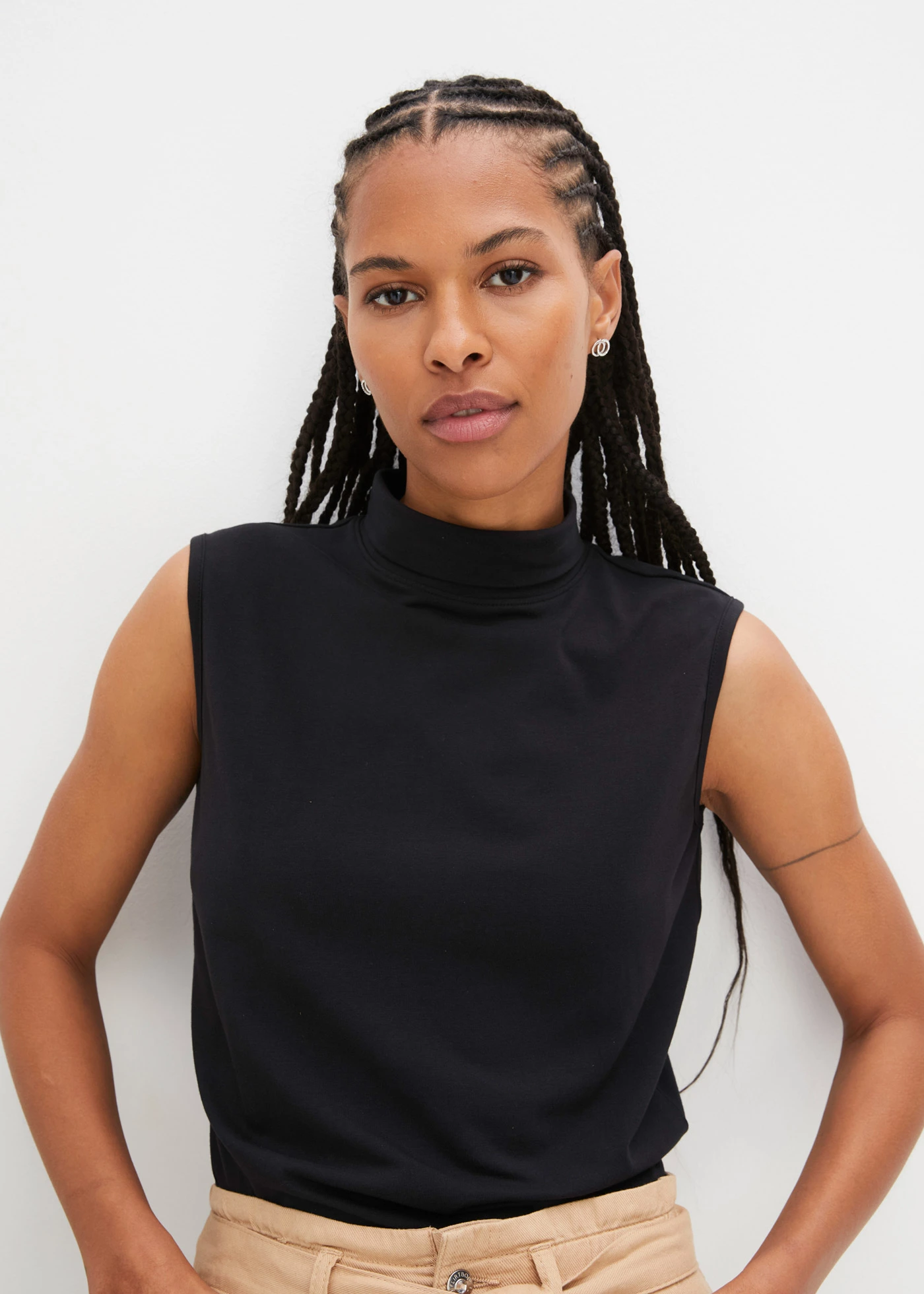 Top à col roulé en coton • noir • Boutique bonprix