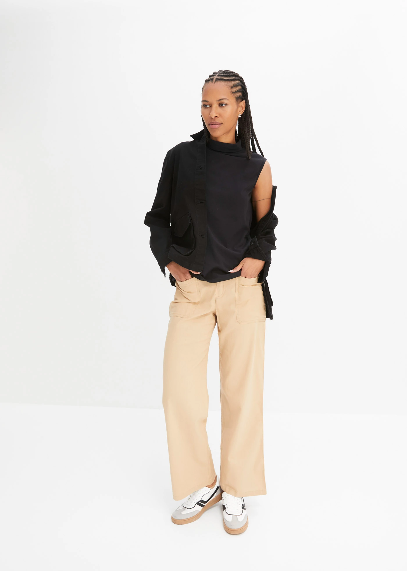 Top à col roulé en coton • noir • Boutique bonprix