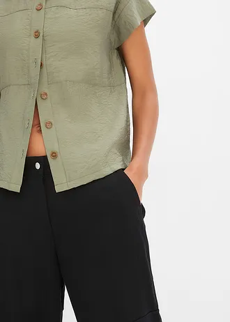 Cargo broek met linnen • zwart • bonprix online shop