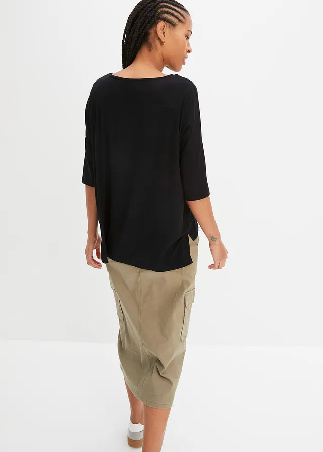 Boxy shirt in een zachte viscosemix • zwart • product-page.page-title-suffix