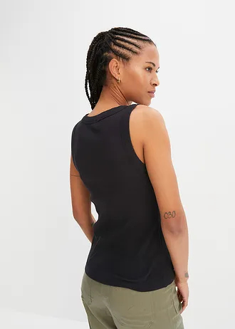 Žebrovaný top z čisté organické bavlny • černá • bonprix obchod