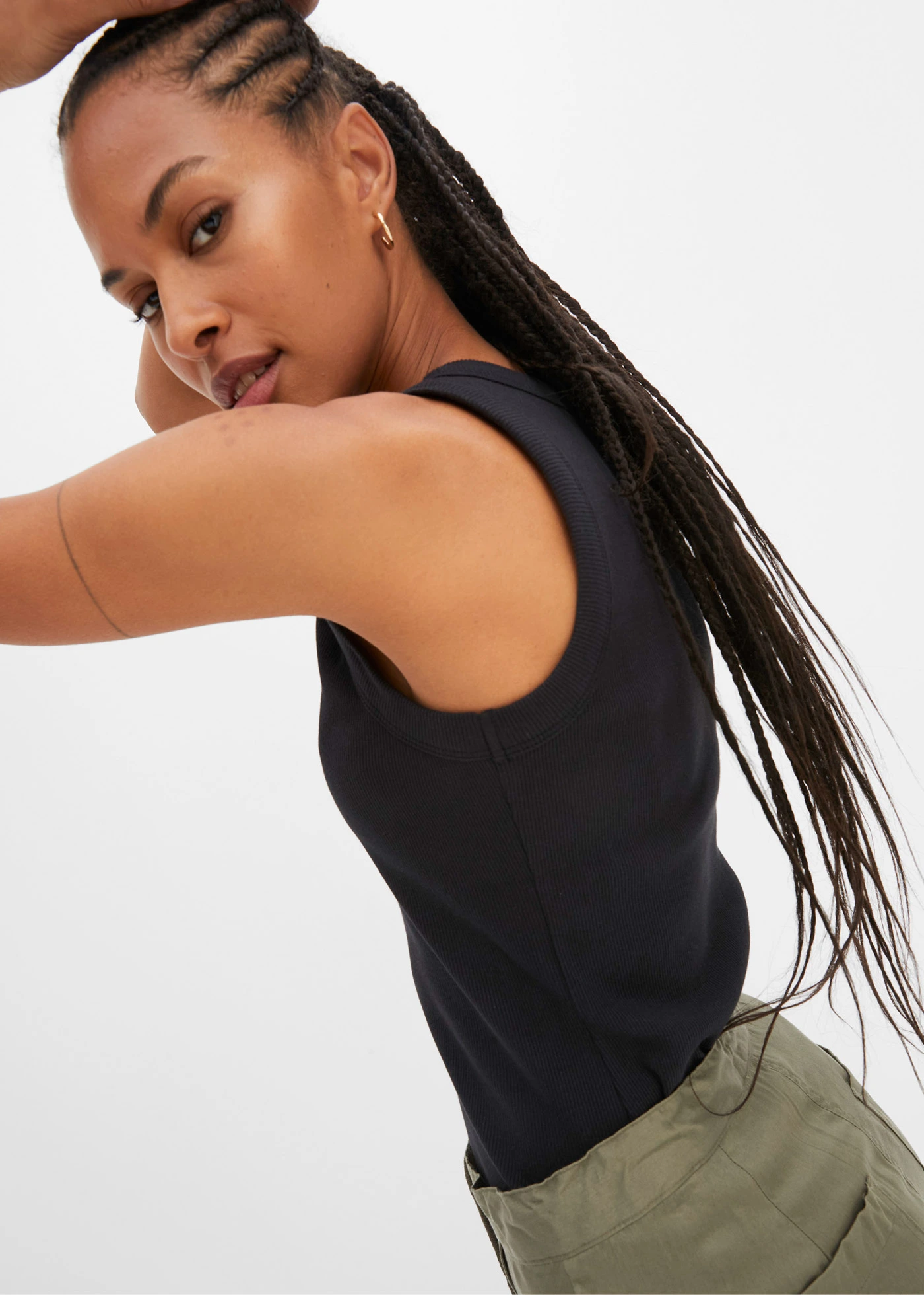 Žebrovaný top z čisté organické bavlny • černá • bonprix obchod