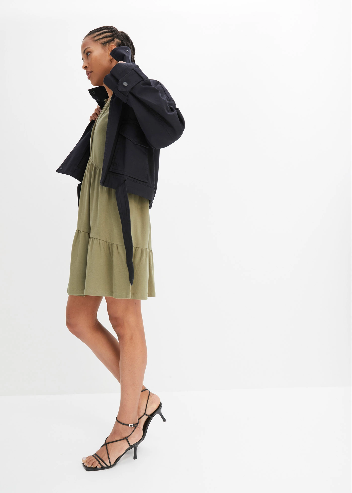 Shirtjurk met polokraag van biologisch katoen • olijfgroen • bonprix online shop