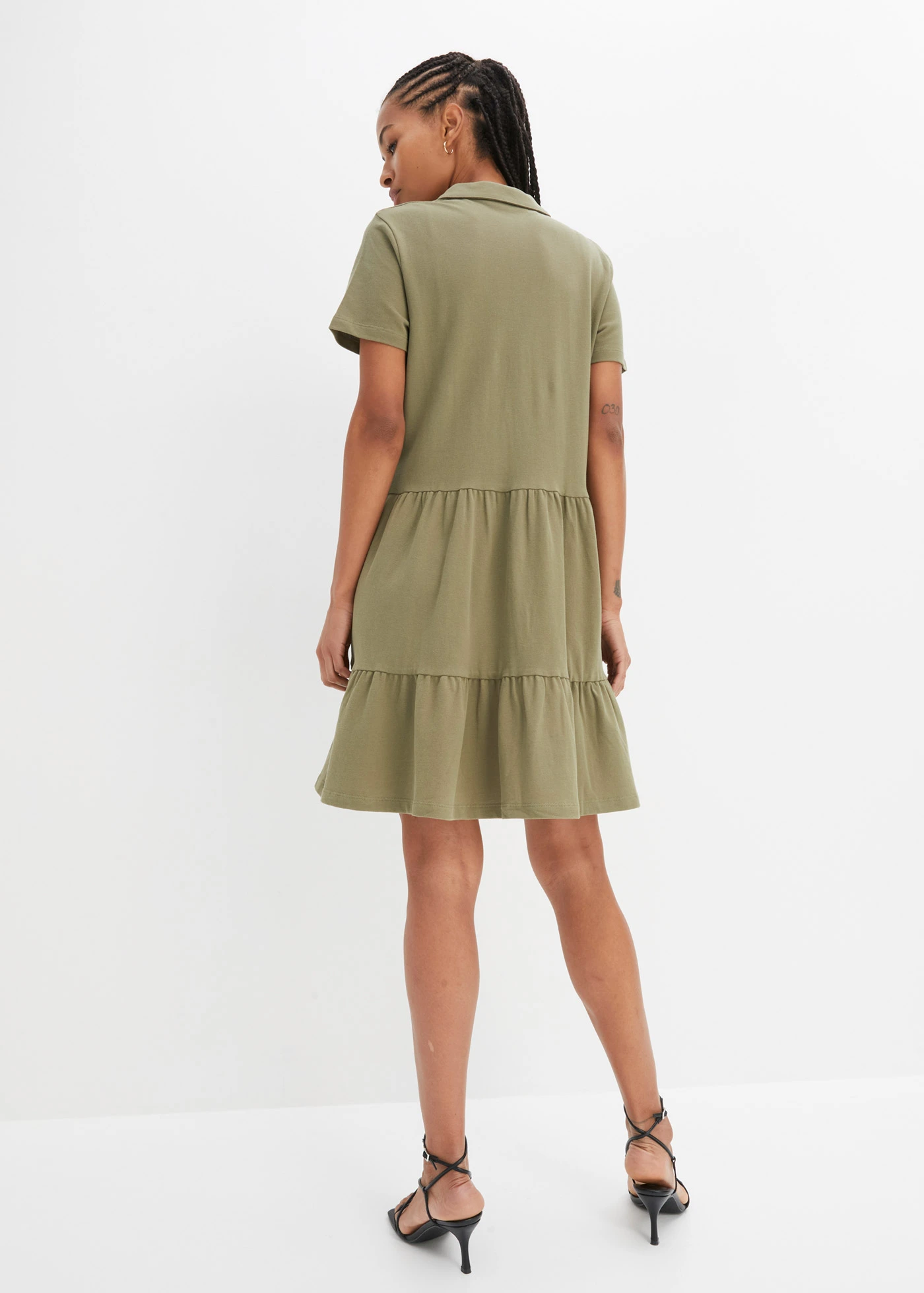 Shirtjurk met polokraag van biologisch katoen • olijfgroen • bonprix online shop