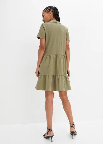 Shirtjurk met polokraag van biologisch katoen • olijfgroen • bonprix online shop