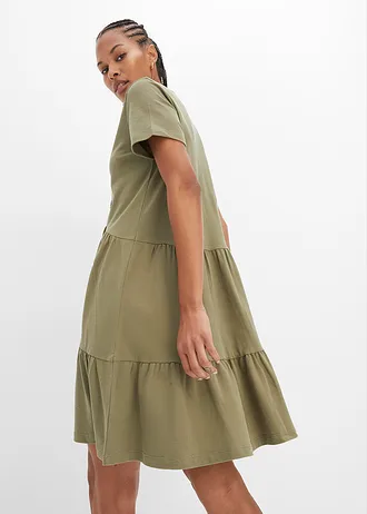 Shirtjurk met polokraag van biologisch katoen • olijfgroen • bonprix online shop