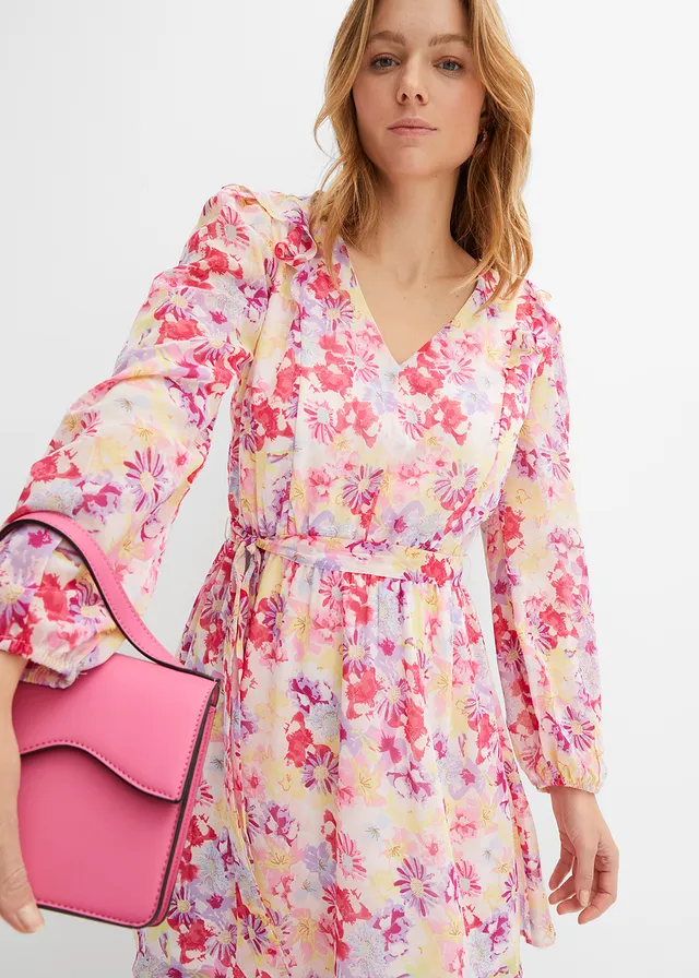 Chiffon jurk • wit-roze gebloemd • product-page.page-title-suffix