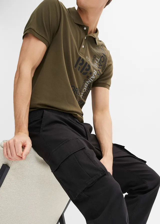 Loose fit cargo instapbroek, straight • zwart • product-page.page-title-suffix