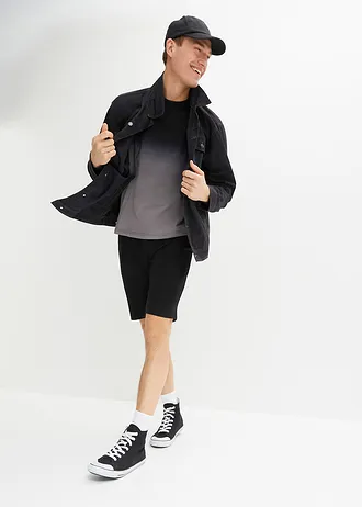 Tricou și bermude casual (set/2 piese) • negru/gri fumuriu • magazin bonprix