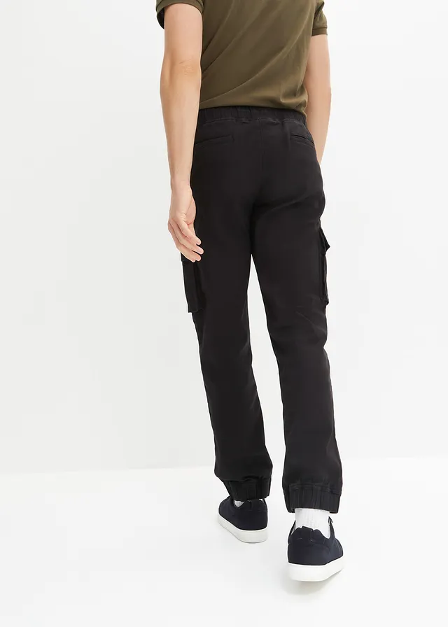 Loose fit cargo instapbroek, straight • zwart • product-page.page-title-suffix
