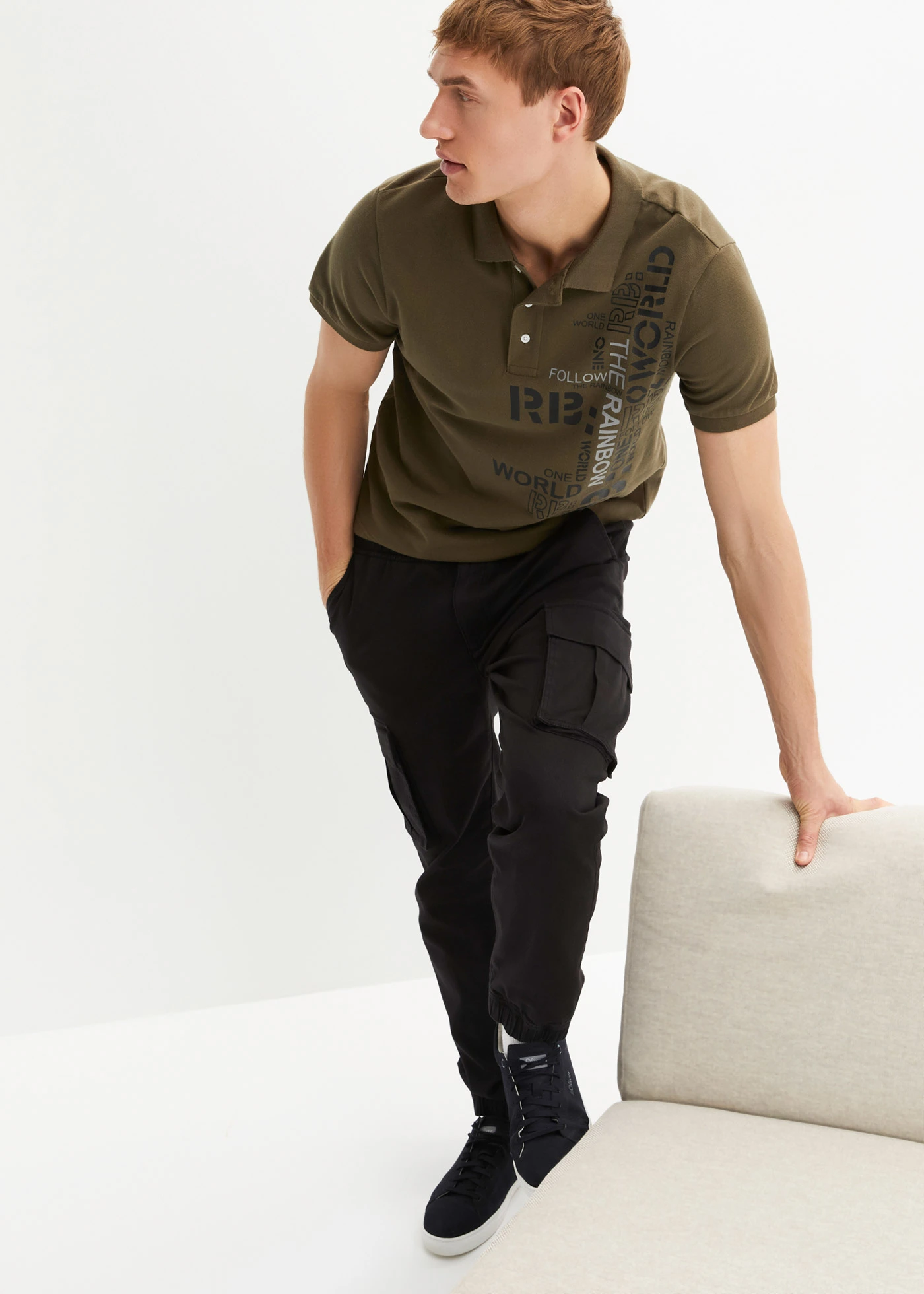 Cargo kalhoty bez zapínání, Regular Fit, Straight • černá • bonprix obchod